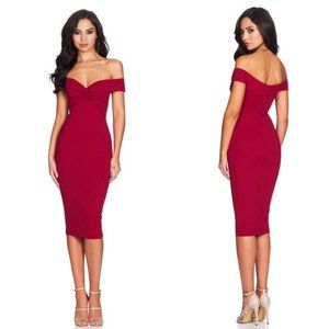 Revolve, Nookie “Dolly” Midi Dress in Ruby, XS